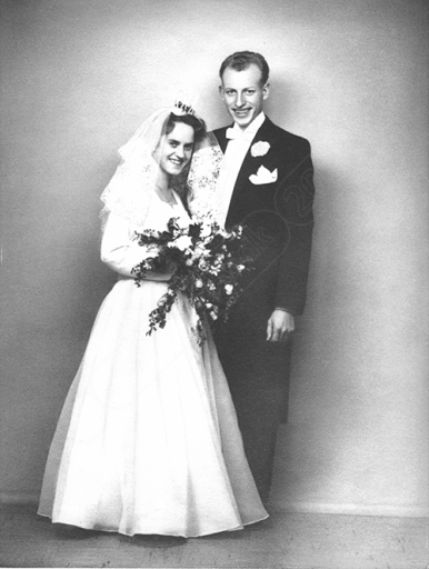 Bryllupsbillede af Birthe og Find Erik Larsen – 27. september 1958
